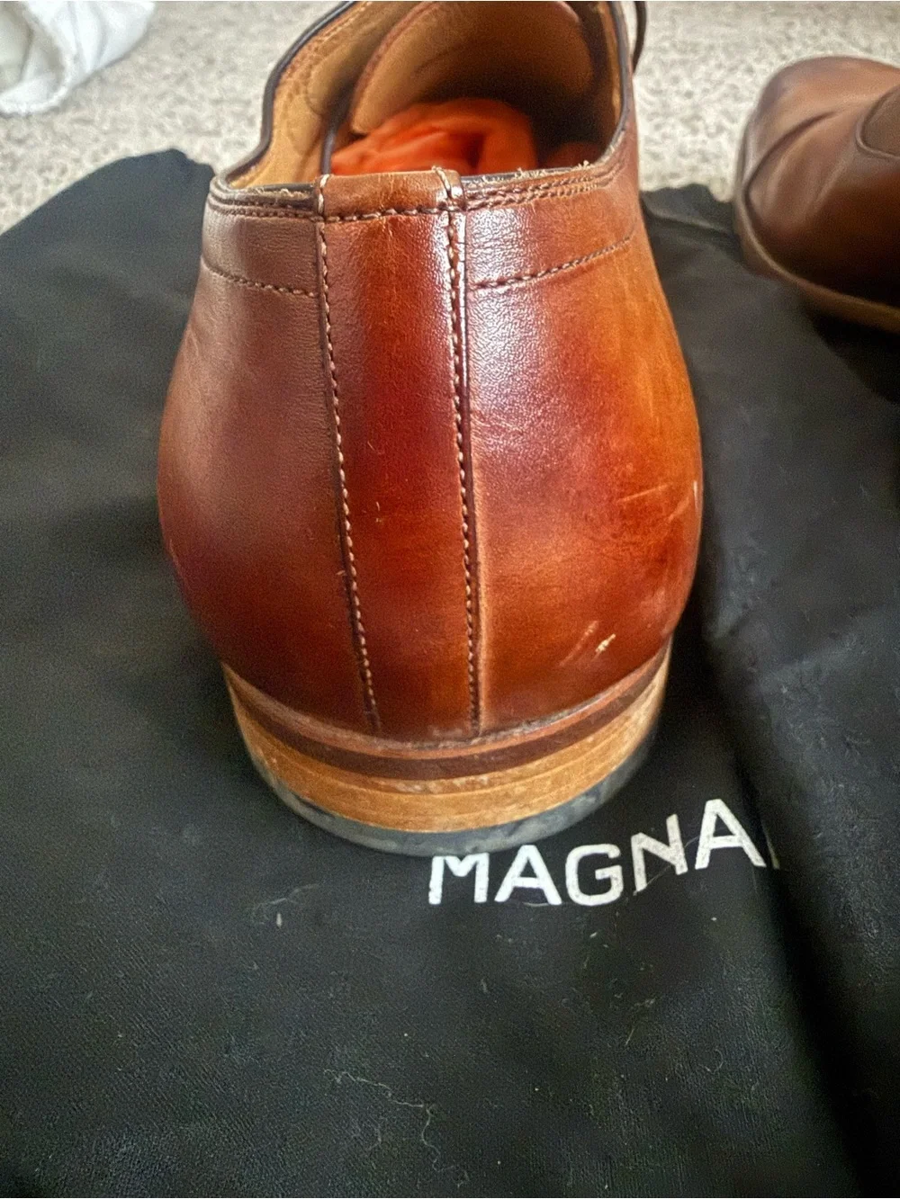Magnanni Tan Brown Leather Cap-Toe Derby